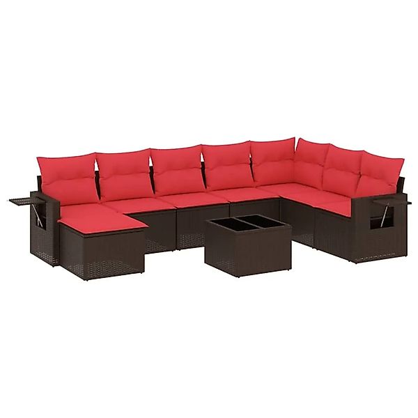 vidaXL 9-Tlg Gartensofa-Set mit Kissen Braun Polyrattan 3220573 günstig online kaufen