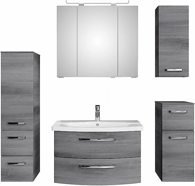 Saphir Badmöbel-Set "Serie 4010 5-teilig Keramik-Waschtisch mit LED-Spiegel günstig online kaufen