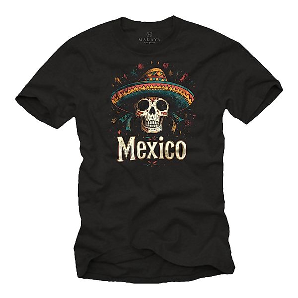 MAKAYA Print-Shirt Herren Mexiko Motiv Totenkopf günstig online kaufen