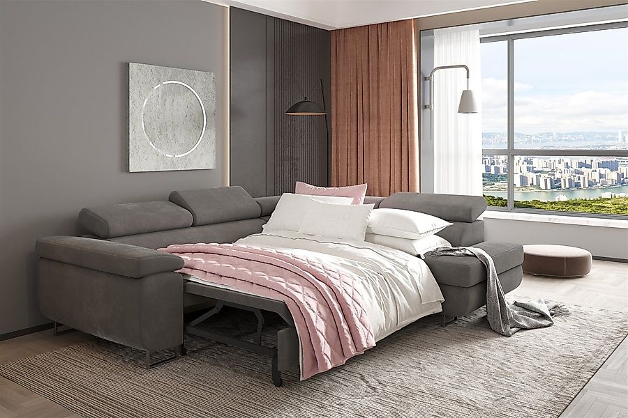 Fun Möbel Ecksofa Couchgarnitur JADE Schwarz-Grau günstig online kaufen