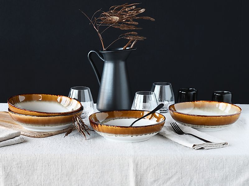 CreaTable Schale »Cascade, Poke Bowl 22,5 cm 4-tlg«, 4 tlg., aus Steinzeug, günstig online kaufen
