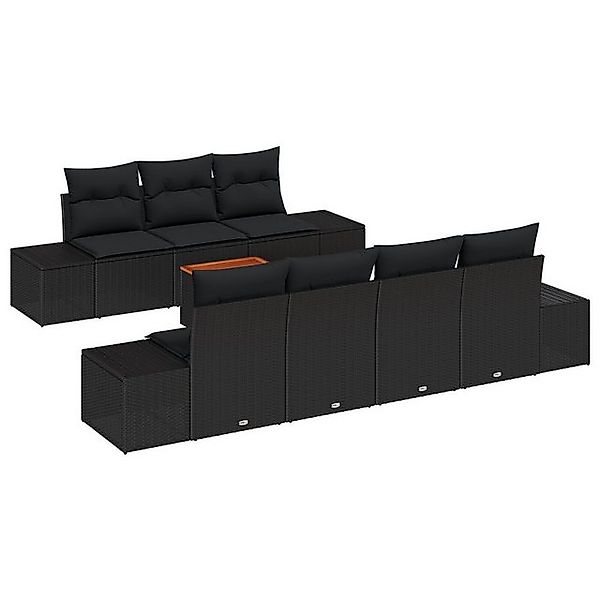 vidaXL Loungesofa 8-teiliges Garten Sofa Set mit Kissen in Schwarz, Poly Ra günstig online kaufen