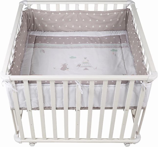 roba Laufgitter "Indibär, 100x100 cm" bis 15 kg mit Stoffeinlage und Nestch günstig online kaufen