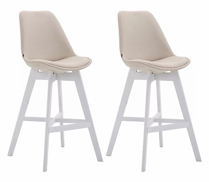 2er Set Barhocker Cannes Stoff Weiß Creme günstig online kaufen