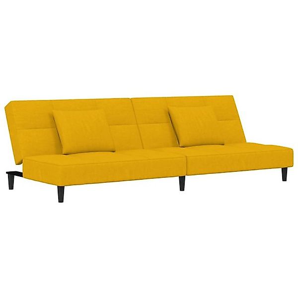 vidaXL Schlafsofa, Sofa 2-Sitzer mit 2 Kissen Gelb Samt günstig online kaufen