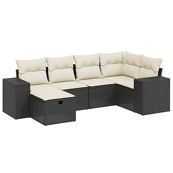 vidaXL 6-tlg Garten-Sofagarnitur mit Kissen Schwarz Poly Rattan Modell 162 günstig online kaufen