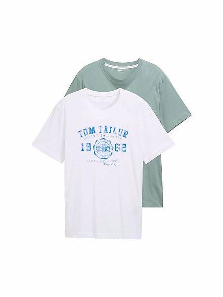 TOM TAILOR T-Shirt, (Packung, 2 tlg.), mit Frontprint günstig online kaufen