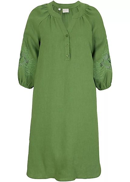 Leinen-Kleid mit Lochstickerei günstig online kaufen