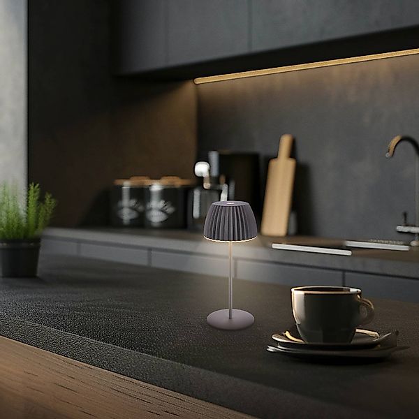 LED-Akku-Tischlampe Brilo unplugged Riffle, 20 cm, anthrazit günstig online kaufen