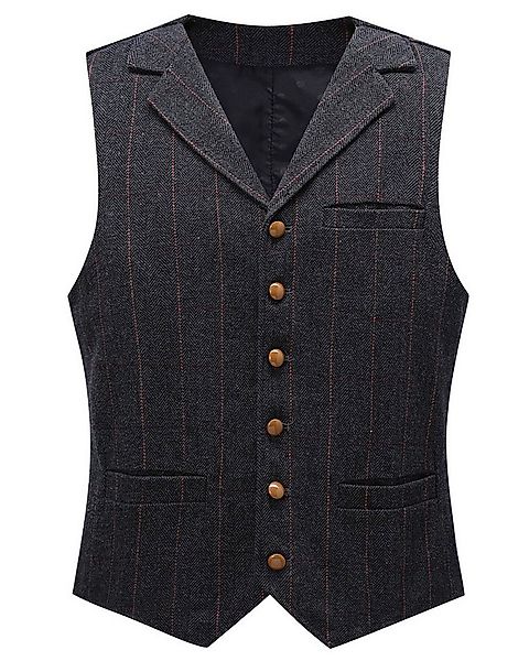 Allthemen Anzugweste mit Reverskragen Fischgrätmuster Herrenweste klassisch günstig online kaufen