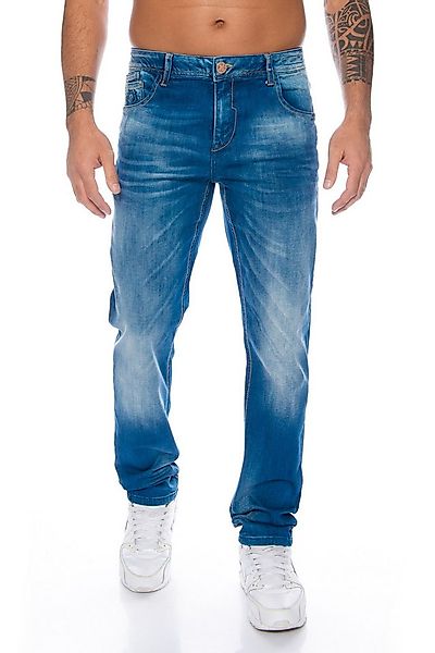 Cipo & Baxx Slim-fit-Jeans Herren Jeans Hose im dezenten Look mit dicken Nä günstig online kaufen