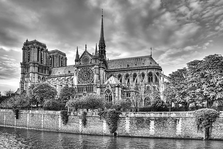 Papermoon Fototapete "Notre Dame Schwarz & Weiß" günstig online kaufen