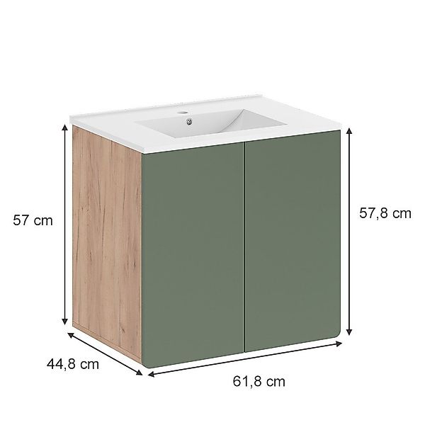 Vicco Badmöbel-Set Izan, Goldkraft Eiche/Grün, (2-St., günstig online kaufen
