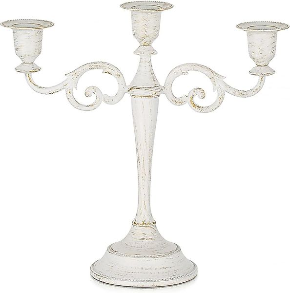 LuxusKollektion Kandelaber Kerzenständer 3-Armig Vintage Weiß günstig online kaufen