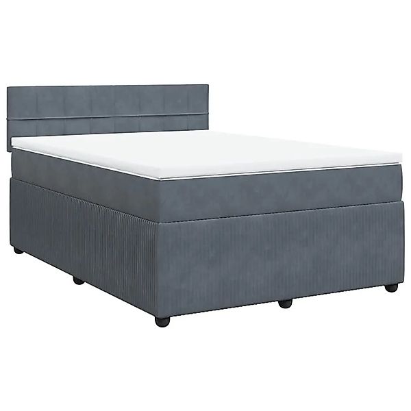 vidaXL Boxspringbett mit Matratze Dunkelgrau 140x190 cm Samt 3290035 günstig online kaufen