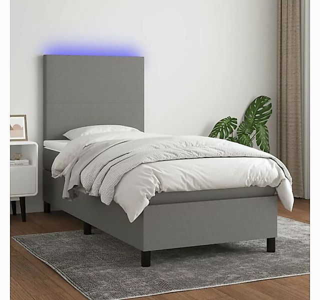 vidaXL Boxspringbett Boxspringbett mit Matratze LED Dunkelgrau 80x200 cm St günstig online kaufen