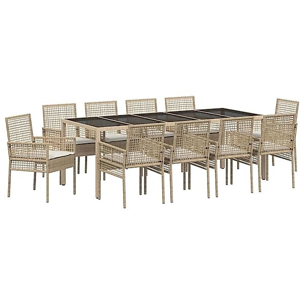 vidaXL Garten Essgruppe 11-Tlg Beige Poly Rattan 3334894 günstig online kaufen