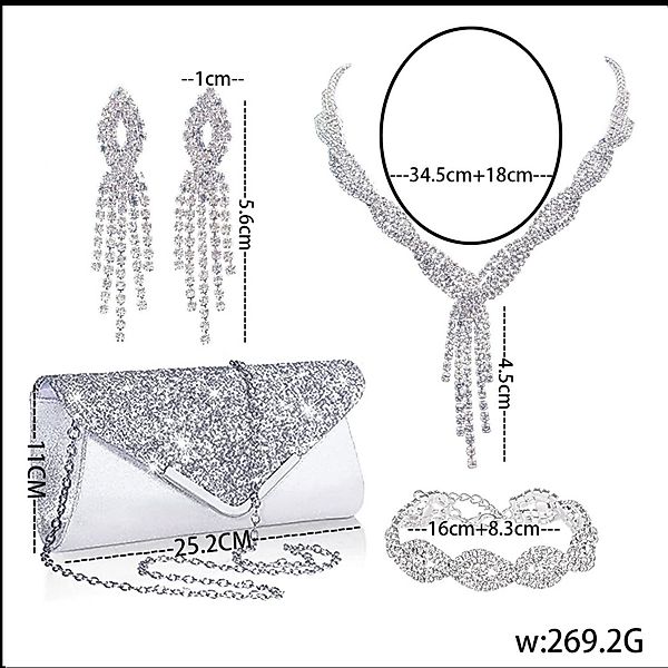 ibettertec Schmuckset Damen Glitzer Clutch Strass günstig online kaufen
