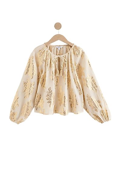 Next Langarmbluse Langärmelige Volumen-Bluse mit Bindeausschnitt günstig online kaufen