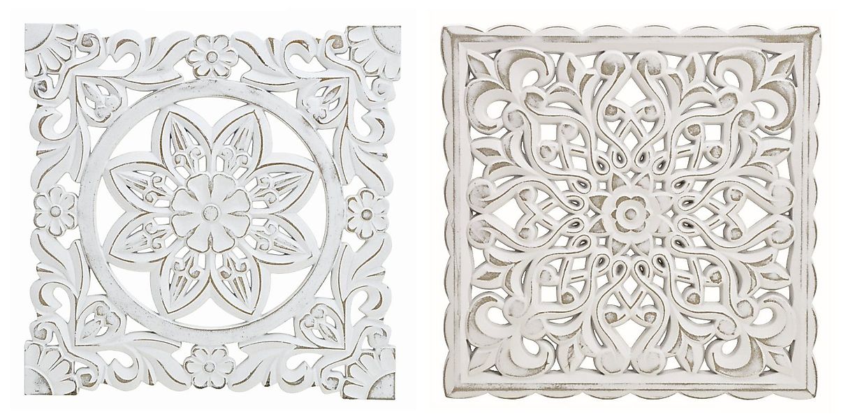 Meinposten Wanddekoobjekt Wandornament Holz weiß 38x38 günstig online kaufen