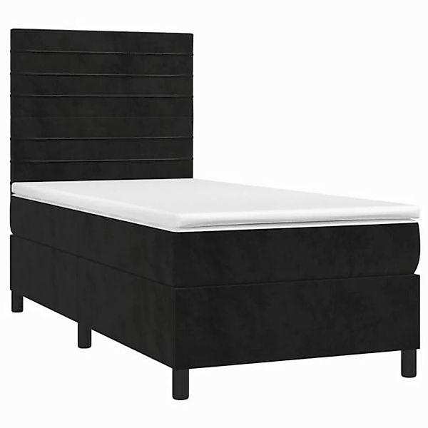 vidaXL Bett Boxspringbett mit Matratze & LED Schwarz 90x190 cm Samt günstig online kaufen