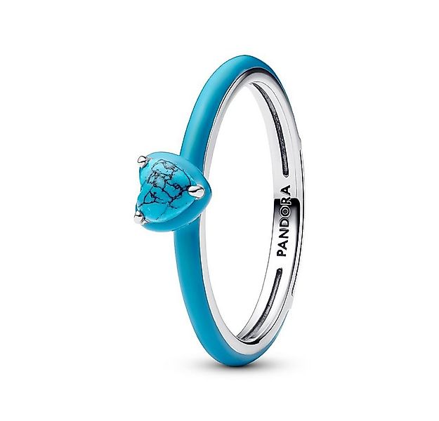 Pandora Fingerring Damenring Herz aus 925er Silber, türkise Emaille von PAN günstig online kaufen