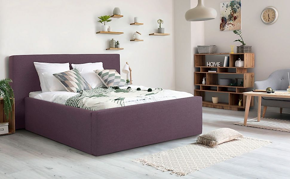 Home affaire Polsterbett "Dalina" geradliniges Kopfteil, in 5 Breiten, auch günstig online kaufen