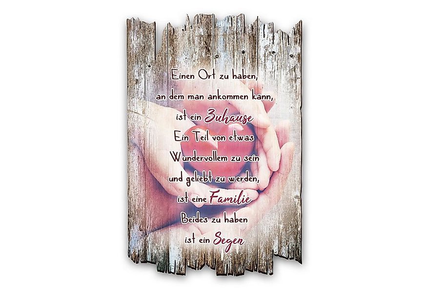 Kreative Feder Holzbild Zuhause Familie Segen, Herz (1 St), mit Spruch & Mo günstig online kaufen