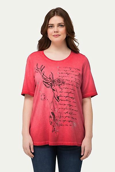 Ulla Popken T-Shirt T-Shirt Hirsch Classic Rundhals Halbarm günstig online kaufen