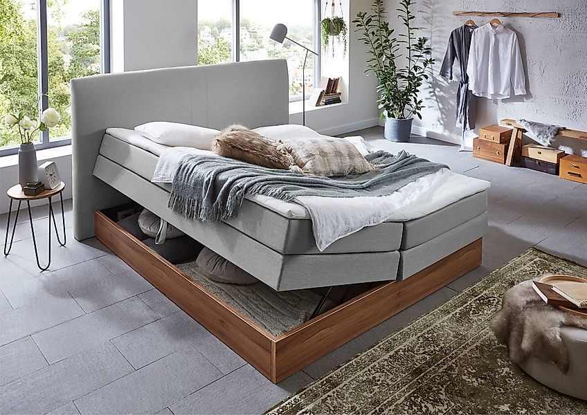 Home affaire Boxspringbett Blomen, mit Walnuss-Dekor, mit Bettkasten, versc günstig online kaufen