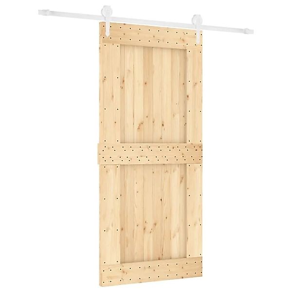 vidaXL Schiebetür mit Beschlag 95x210 cm Massivholz Kiefer 3203264 günstig online kaufen