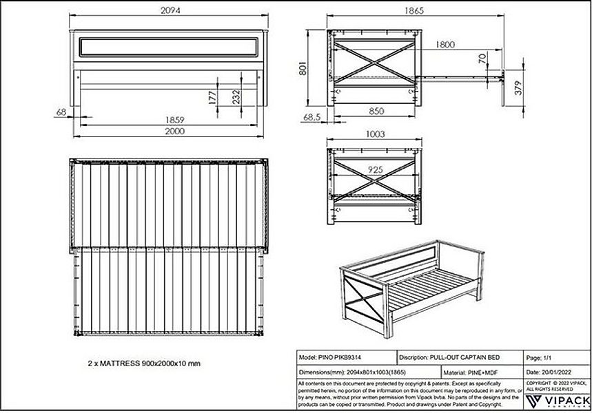 58 aufm Kessel Bettgestell Ausziehbett Katie 209x100x80 Funktionsbett Gäste günstig online kaufen