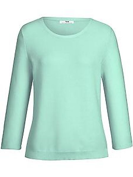 Rundhals-Pullover 3/4-Arm aus 100% SUPIMA®-Bau Peter Hahn türkis günstig online kaufen