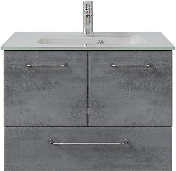 Saphir Badmöbel-Set »Quickset 945 Glas-Waschtisch mit Unterschrank, 74 cm b günstig online kaufen