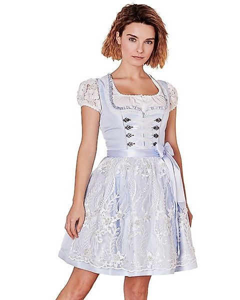Krüger Madl Dirndl 'Samantha' mit Spitzenschürze 419167, Weiß Hellbl günstig online kaufen