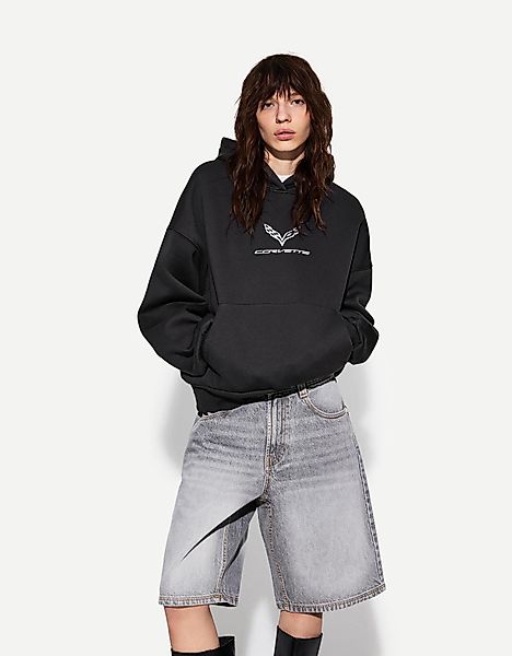 Bershka Sweatshirt Corvette Mit Kapuze Damen L Dunkelgrau günstig online kaufen