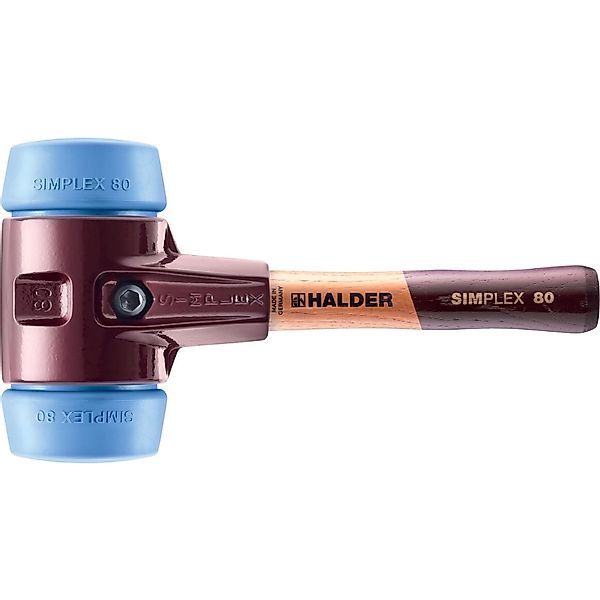 Halder Simplex Schonhammer Ø 80 mm TPE-soft Blau Kurzer Stiel mit Tempergus günstig online kaufen
