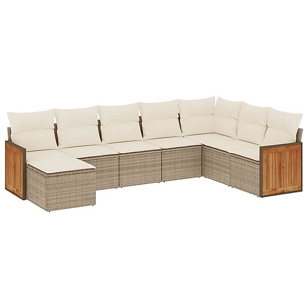 vidaXL 8-Tlg Garten-Sofagarnitur mit Kissen Beige Poly Rattan 3260329 günstig online kaufen