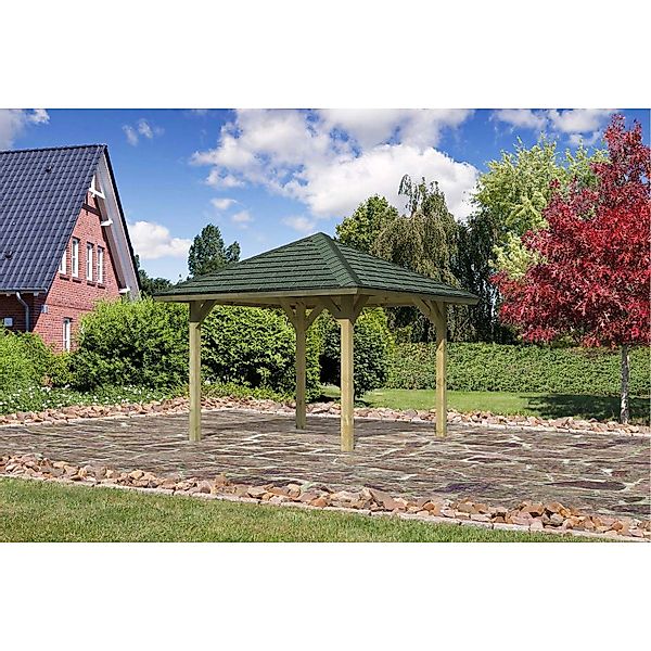 Karibu Pavillon Varberg 1 Set Aktion kdi mit Schindeln Grün 264,5 x264,5 x2 günstig online kaufen