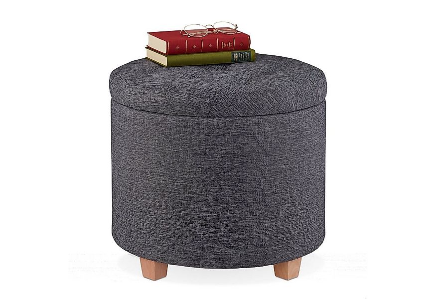 relaxdays Sitzhocker Runder Sitzhocker mit Stauraum, Dunkelgrau günstig online kaufen