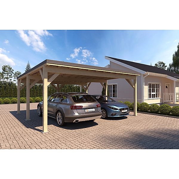 Holzbrüder Carport Ralf 36m² 150kg/m² Imprägniert-Dunkelgrau günstig online kaufen