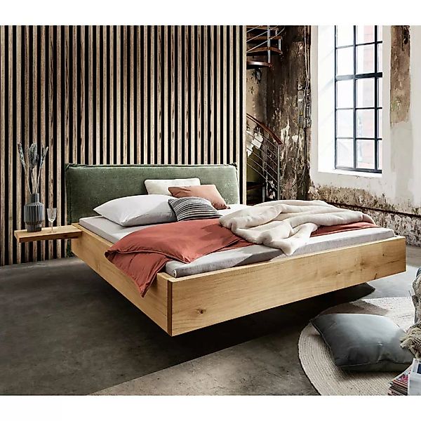 Doppel Bett mit Konsolen im Industry und Loft Stil Wildeichefarben (dreitei günstig online kaufen