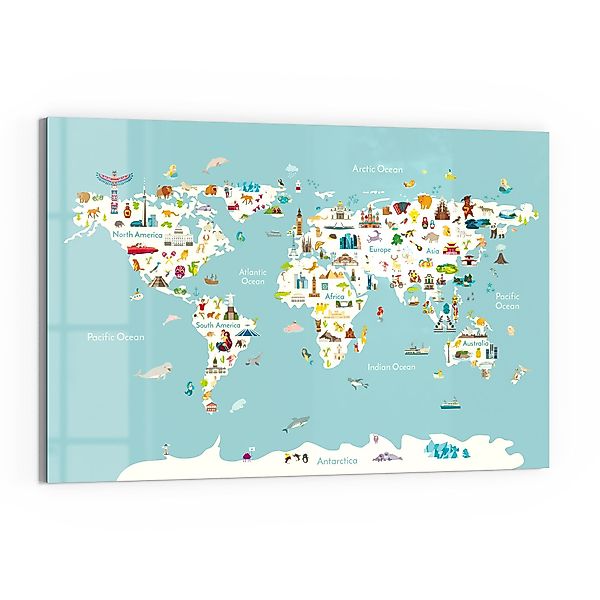 DEQORI Magnettafel 'Süße Weltkarte (Englisch)', Whiteboard günstig online kaufen