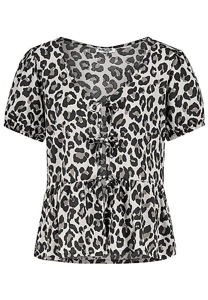 SUBLEVEL Blusenshirt Florales Muster, Schnürdetails, Kurzarm, Offen Lockere günstig online kaufen