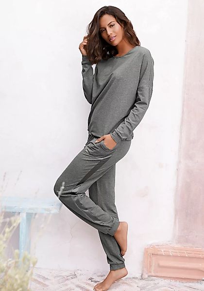 Vivance Dreams Pyjama, (2 tlg.), mit aufgesetzten Seitenstreifen günstig online kaufen