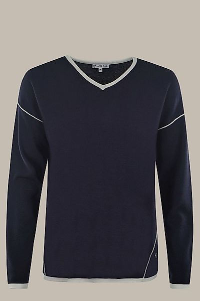 Hajo V-Ausschnitt-Pullover Damen Pullover V-Neck, Rollkante günstig online kaufen