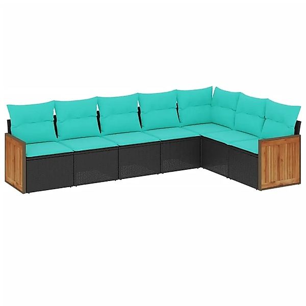 vidaXL 7-Tlg Gartensofa-Set mit Kissen Schwarz Polyrattan 3227709 günstig online kaufen
