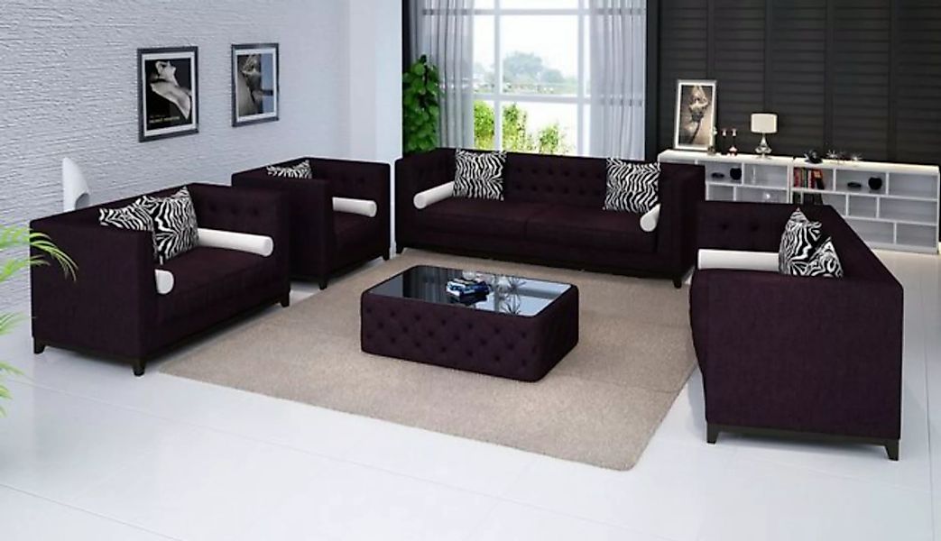JVmoebel Sofa Rote Chesterfield Sofagarnitur Sofa Couchen Couch 3tlg Sessel günstig online kaufen