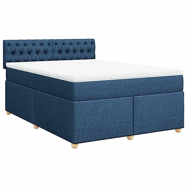 vidaXL Boxspringbett mit Matratze Blau 140x190 cm Stoff 3288988 günstig online kaufen