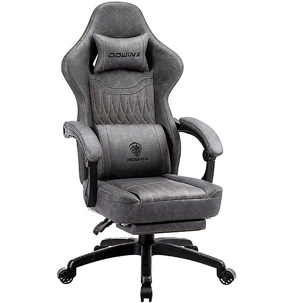Dowinx Gaming-Stuhl Mit Federkissen, Massage-Lendenwirbelstütze Fußstütze, günstig online kaufen
